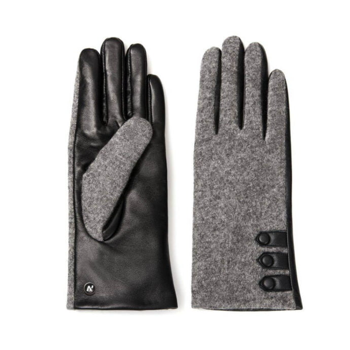 napoFELT (black/grey) - Women’s gloves with lining made of lamb nappa leather #2