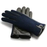 napoWOOL (black/dark blue) - Men’s gloves with lining made of lamb nappa leather