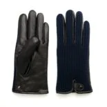 napoWOOL (black/dark blue) - Men’s gloves with lining made of lamb nappa leather #2