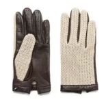 napoCROCHET (brown/beige) - Men’s driving gloves without lining made of lamb nappa leather #2
