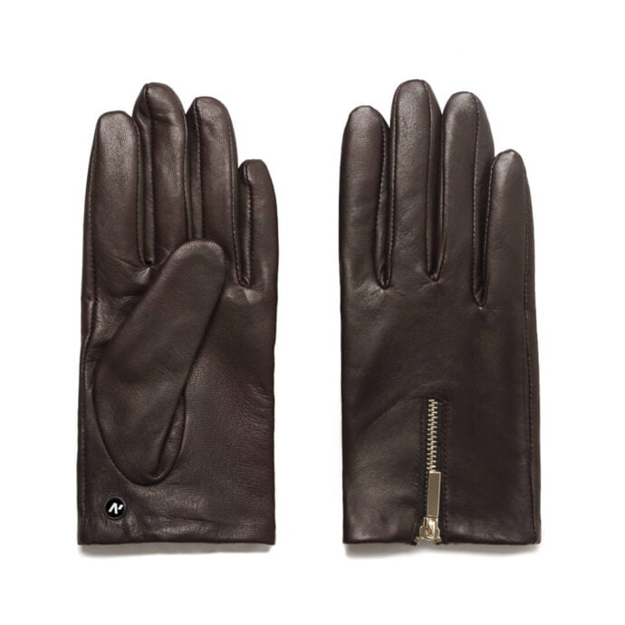 napoDONNA brown gloves with zipper