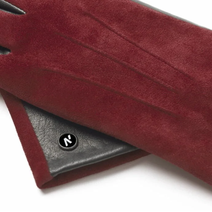 napoROSE (black/wine) - Women’s gloves with lining made of lamb nappa leather #3