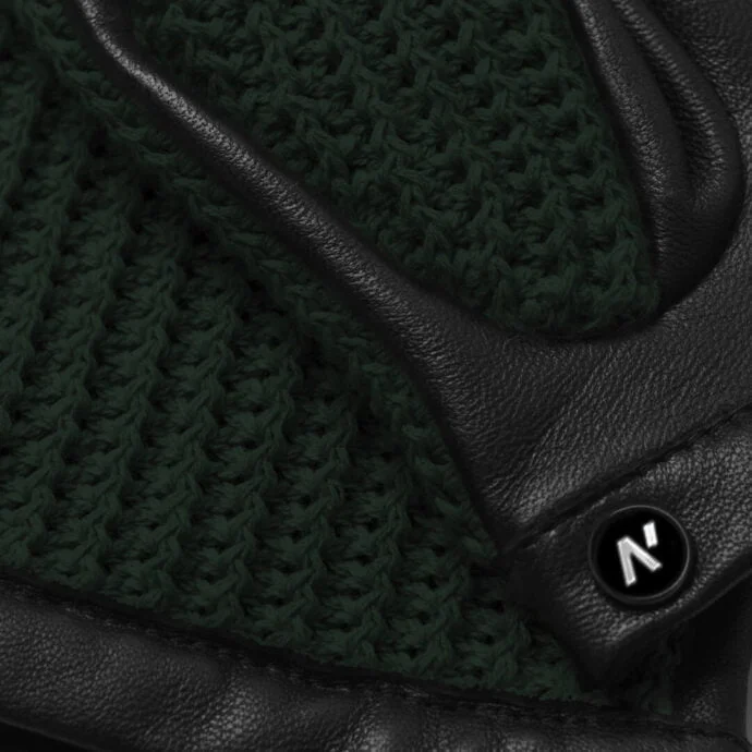 napoCROCHET (black/green) - Men’s driving gloves without lining made of lamb nappa leather #3