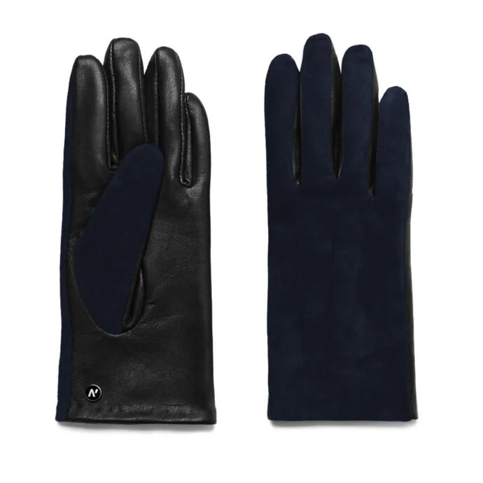 napoROSE (black/dark blue) - Women’s gloves with lining made of lamb nappa leather #2