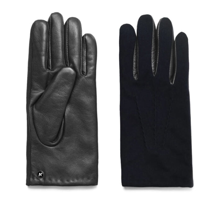 napoSUEDE (black/dark blue) - Men’s gloves with cashmere lining made of lamb nappa leather #2