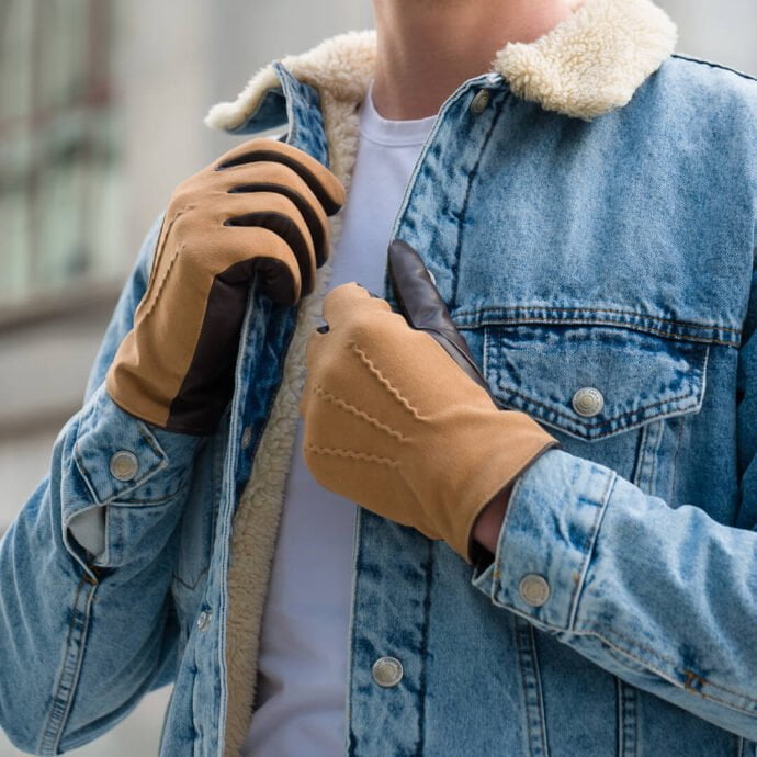 light brown leather gloves for men