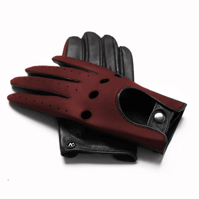 Dark red driving gloves