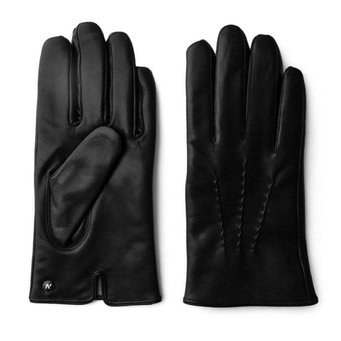 Black winter gloves with cashmere lining for men