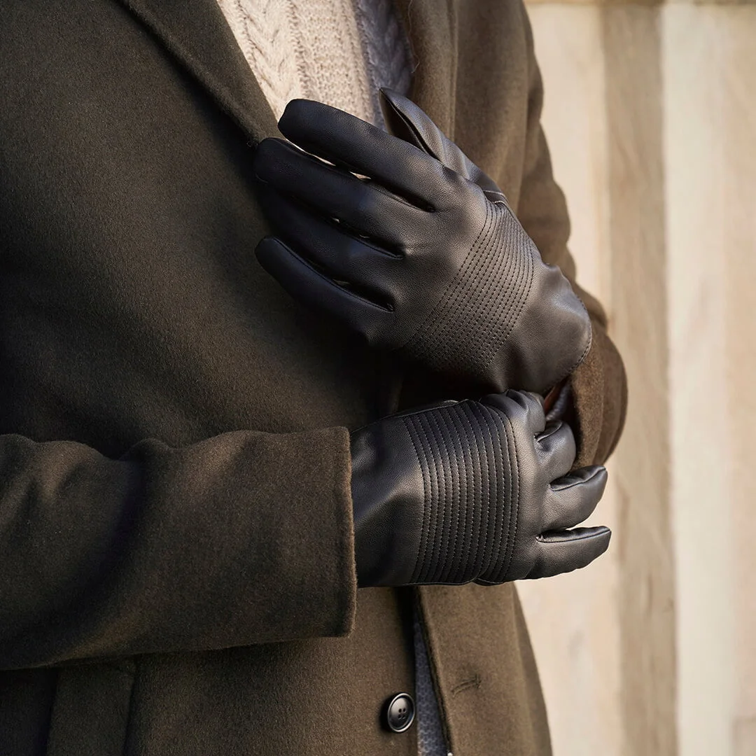 Men's black leather gloves