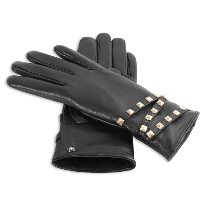 black gloves with gold studs