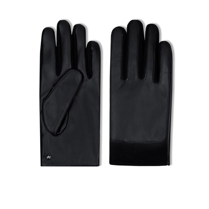 black eco leather gloves for men