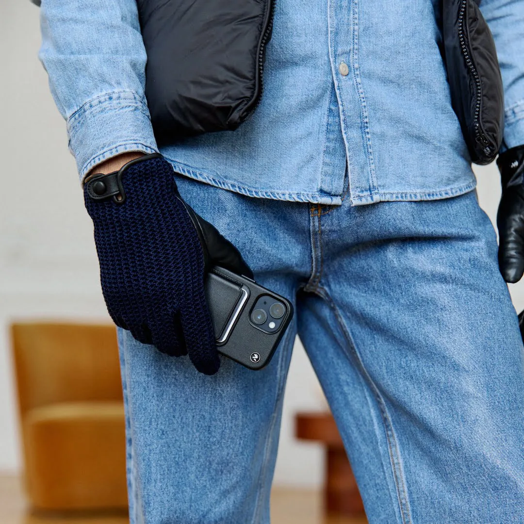 navy woolen gloves