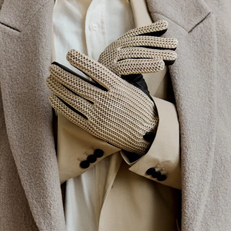 beige woolen gloves