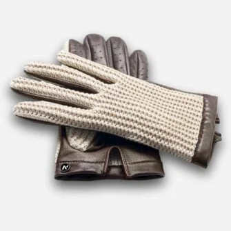 beige braided gloves for men