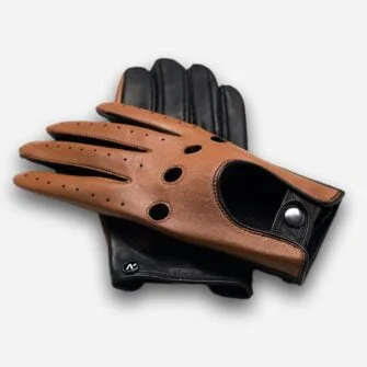 men's leather car gloves in camel