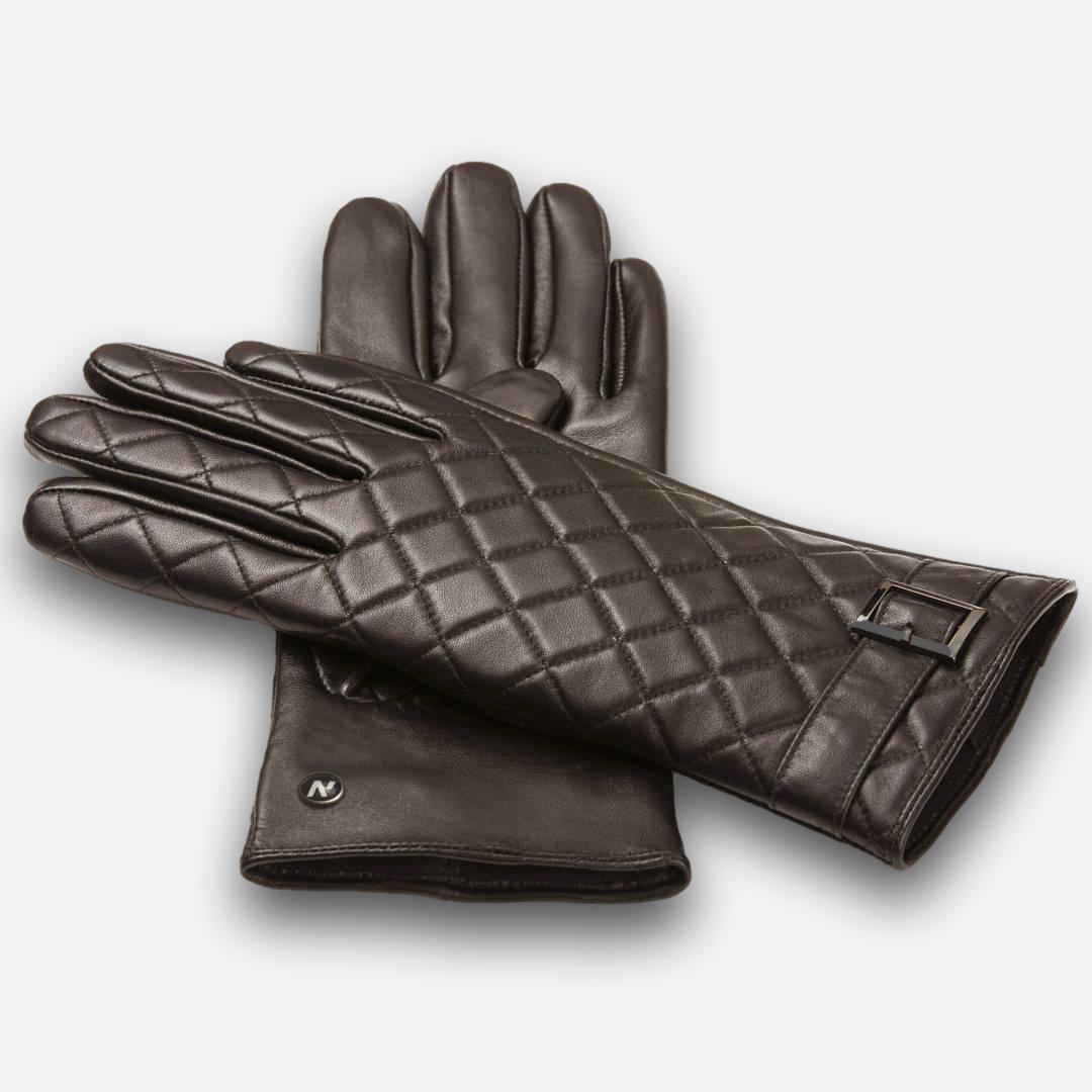 napoELEGANT (brown) - Women’s gloves without lining made of lamb nappa  leather 