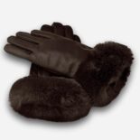 brown gloves with fur