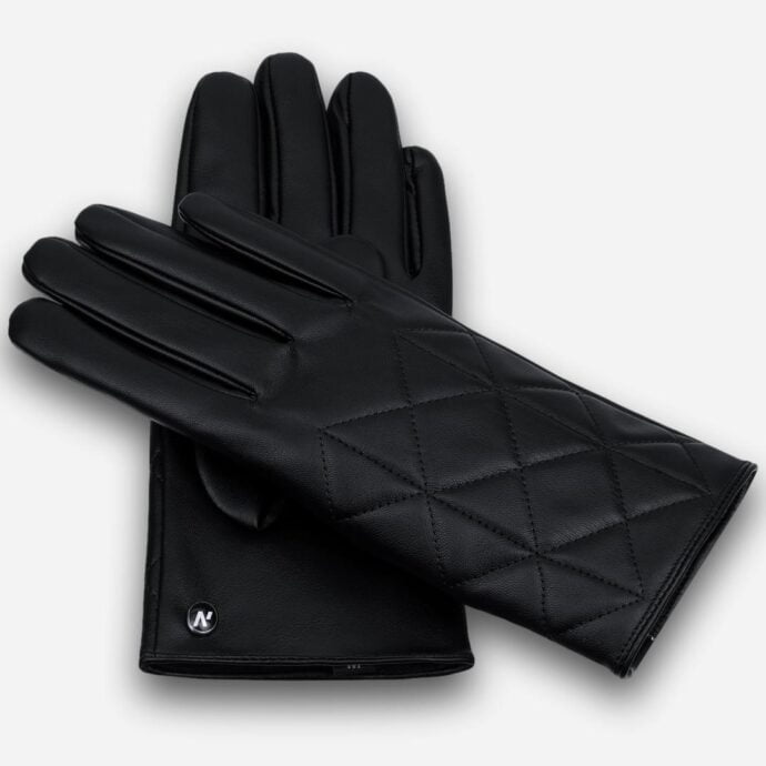 women's quilted eco leather gloves
