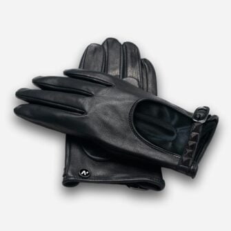 women's black gloves with a decorative belt