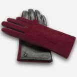 maroon leather gloves with suede