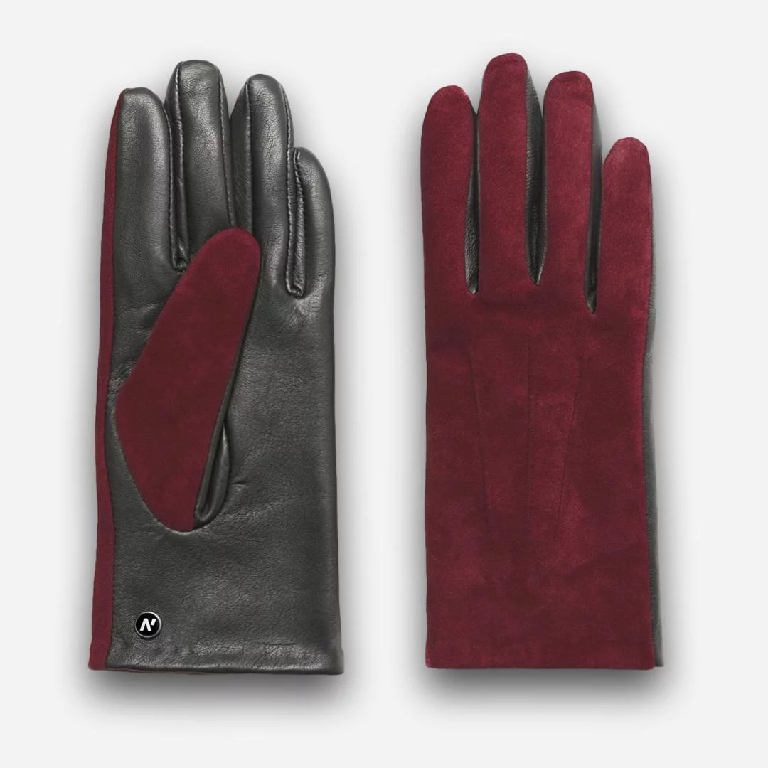 maroon suede gloves