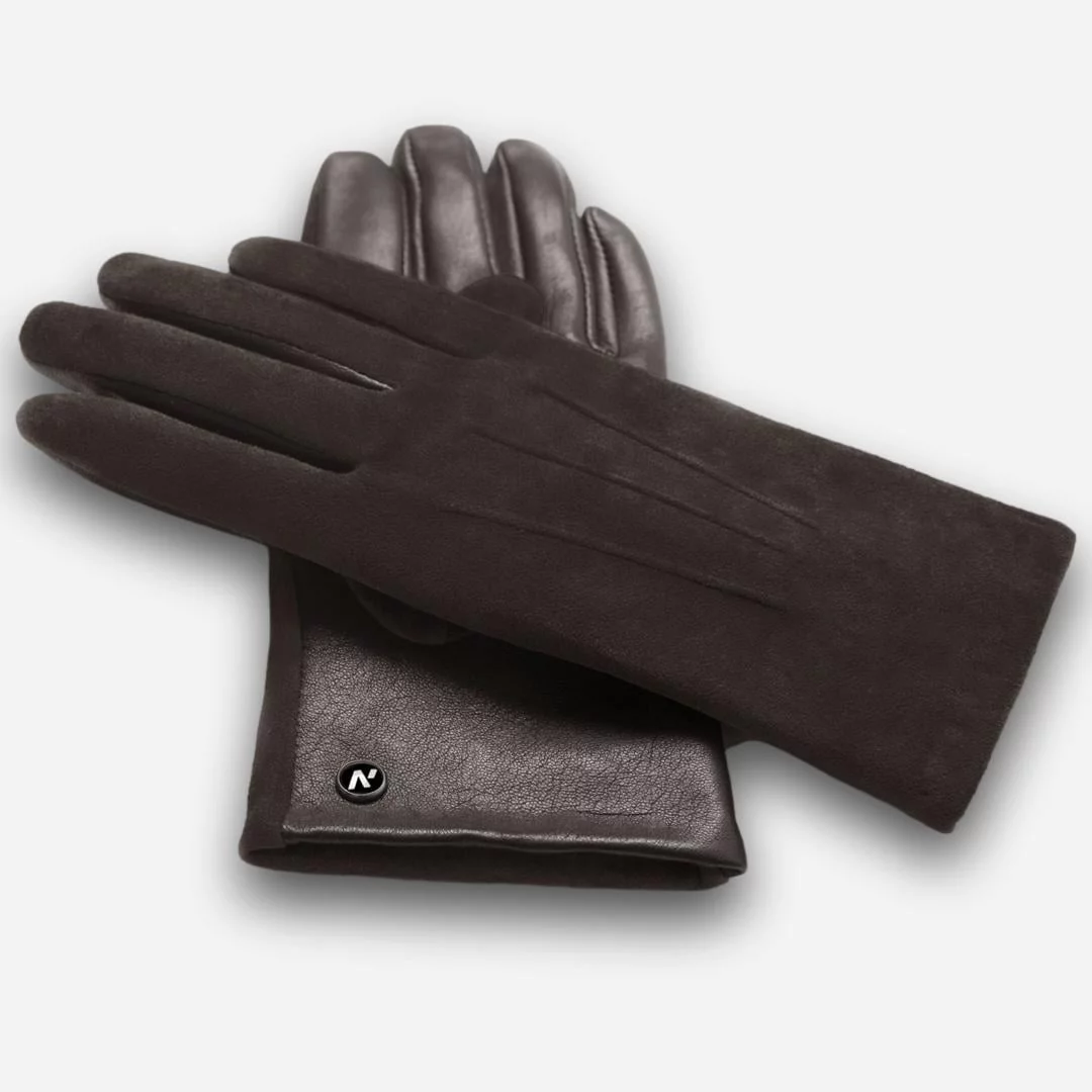 brown suede gloves