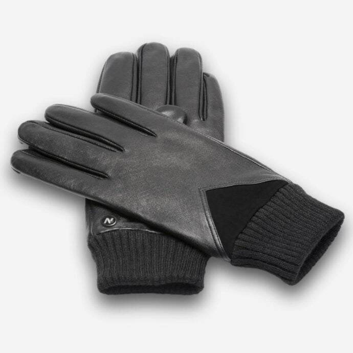 black men's leather gloves