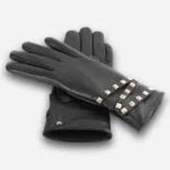 women's black leather gloves