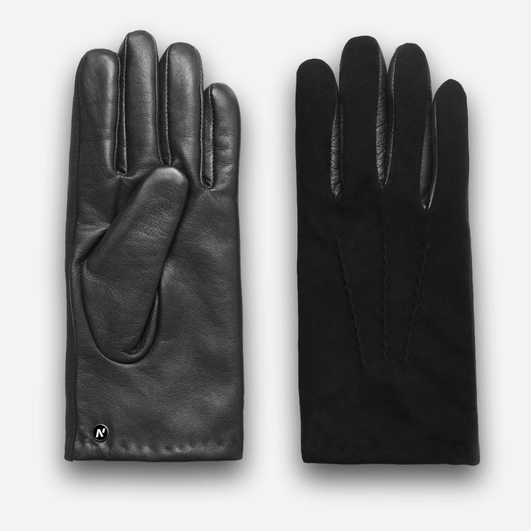 black men's suede gloves