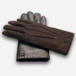brown men's suede gloves