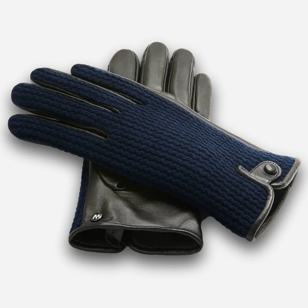 navy wool gloves for men