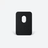 Black leather card wallet for iPhone.