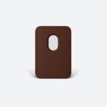 Brown leather card wallet for iPhone.