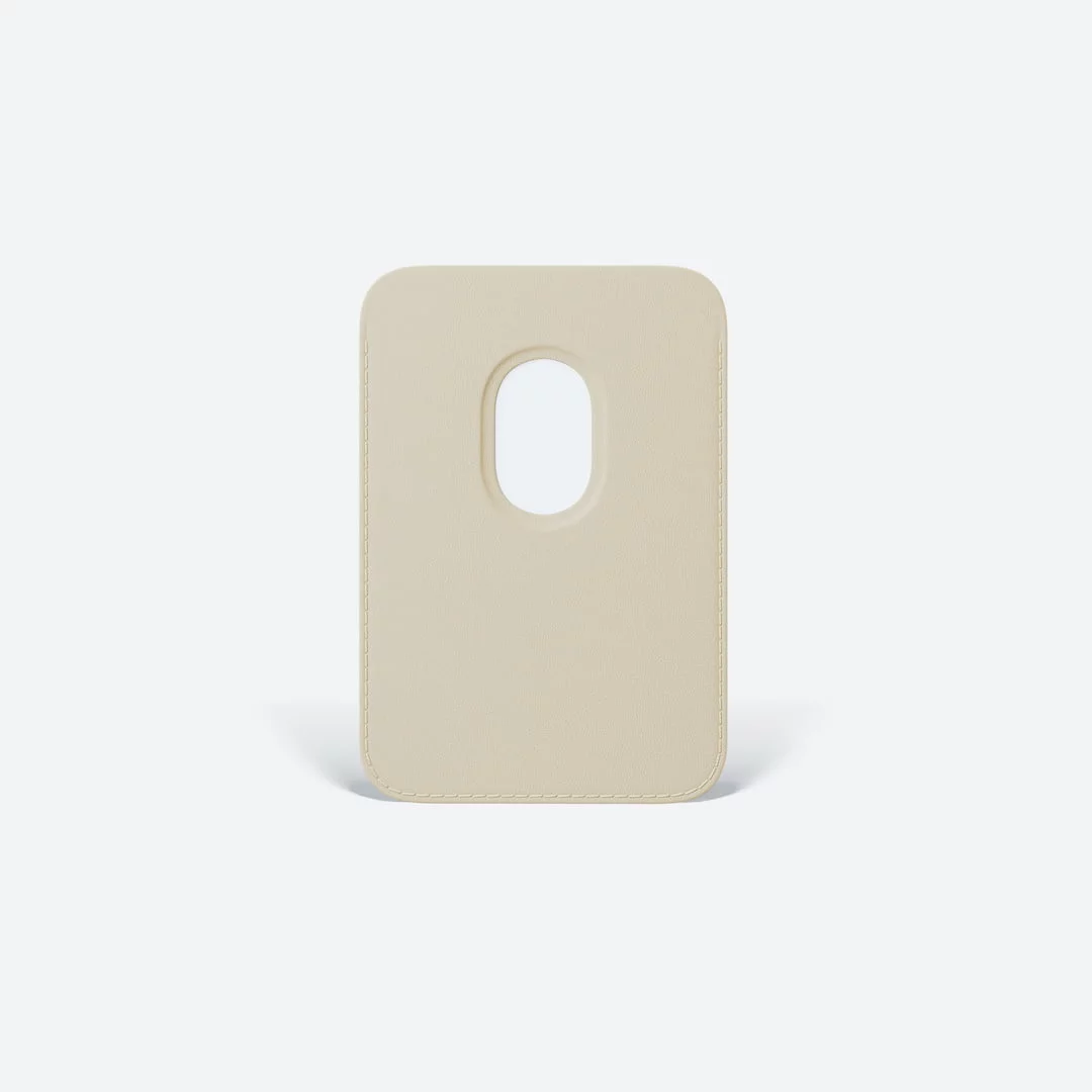 Nude leather card wallet for iPhone.