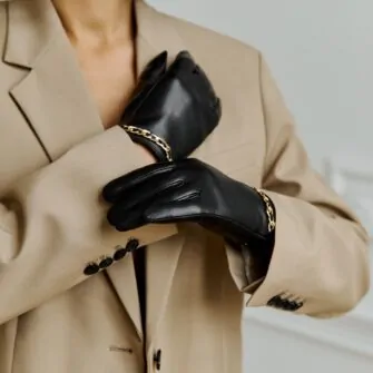women's gloves with a gold chain