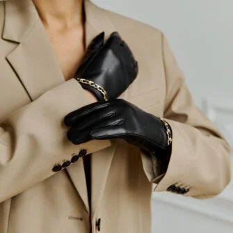 women's gloves with a gold chain