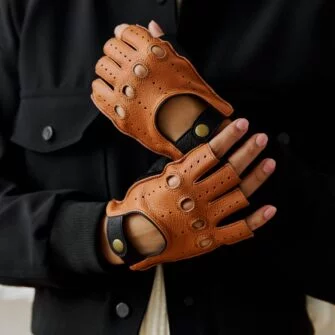leather fingerless women's gloves