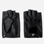black leather fingerless women's gloves