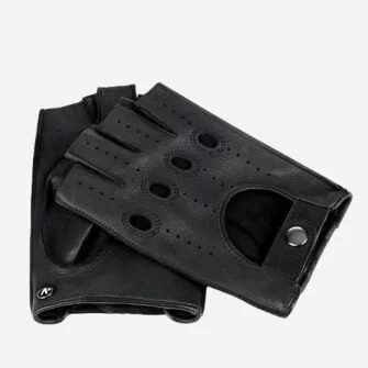 leather men's fingerless gloves