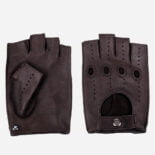 brown leather men's fingerless gloves